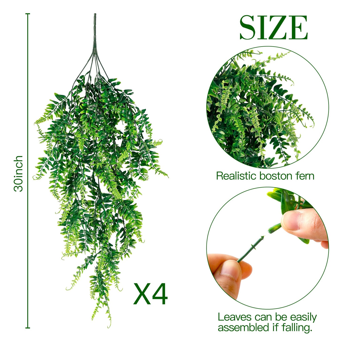 Artificial Hanging Plants Fake Hanging Plant Faux Hanging Boston Ferns Fake Ivy Vines Greenery