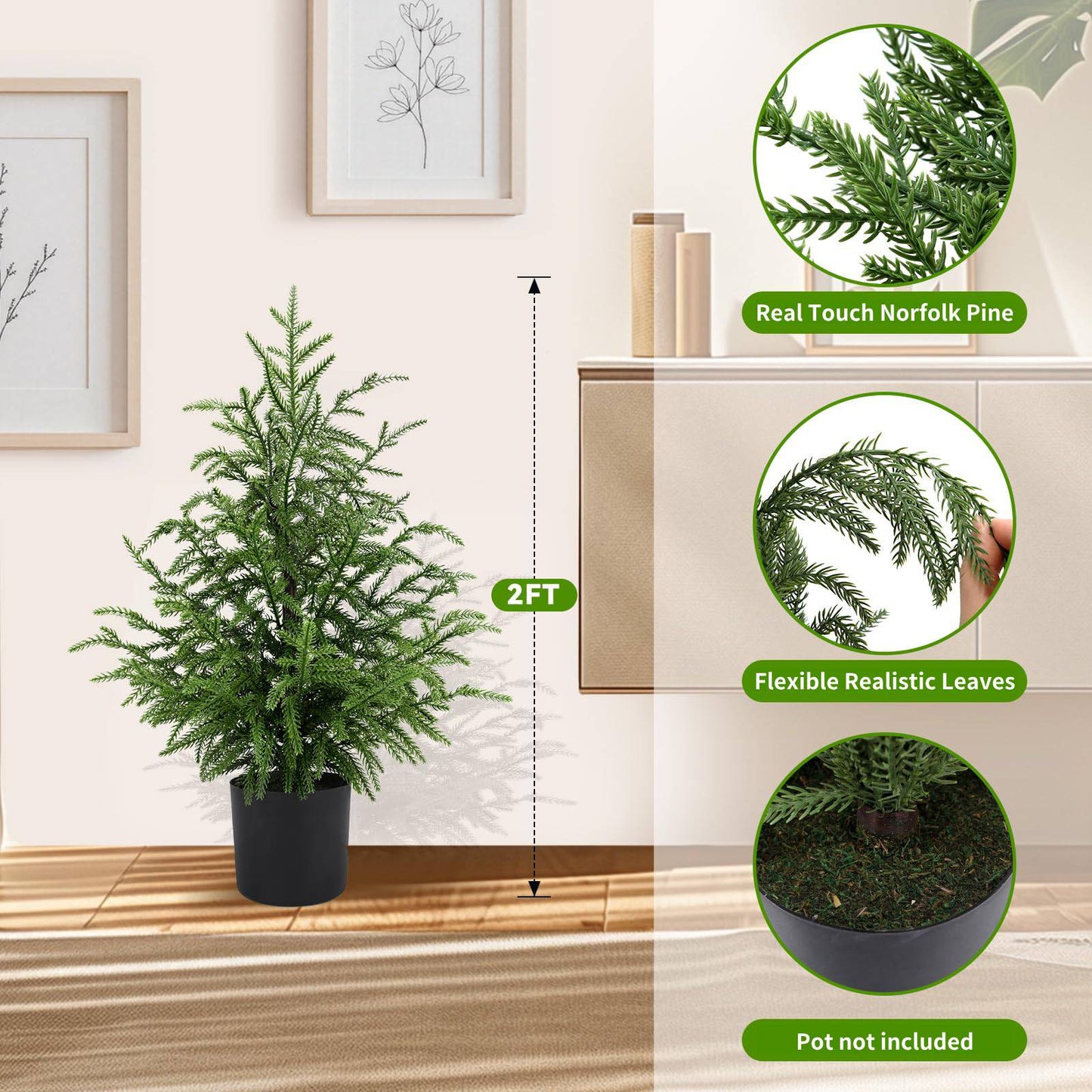 🎄Real Touch Norfolk Pine Topiary Tree - MINI CHRISTMAS TREE