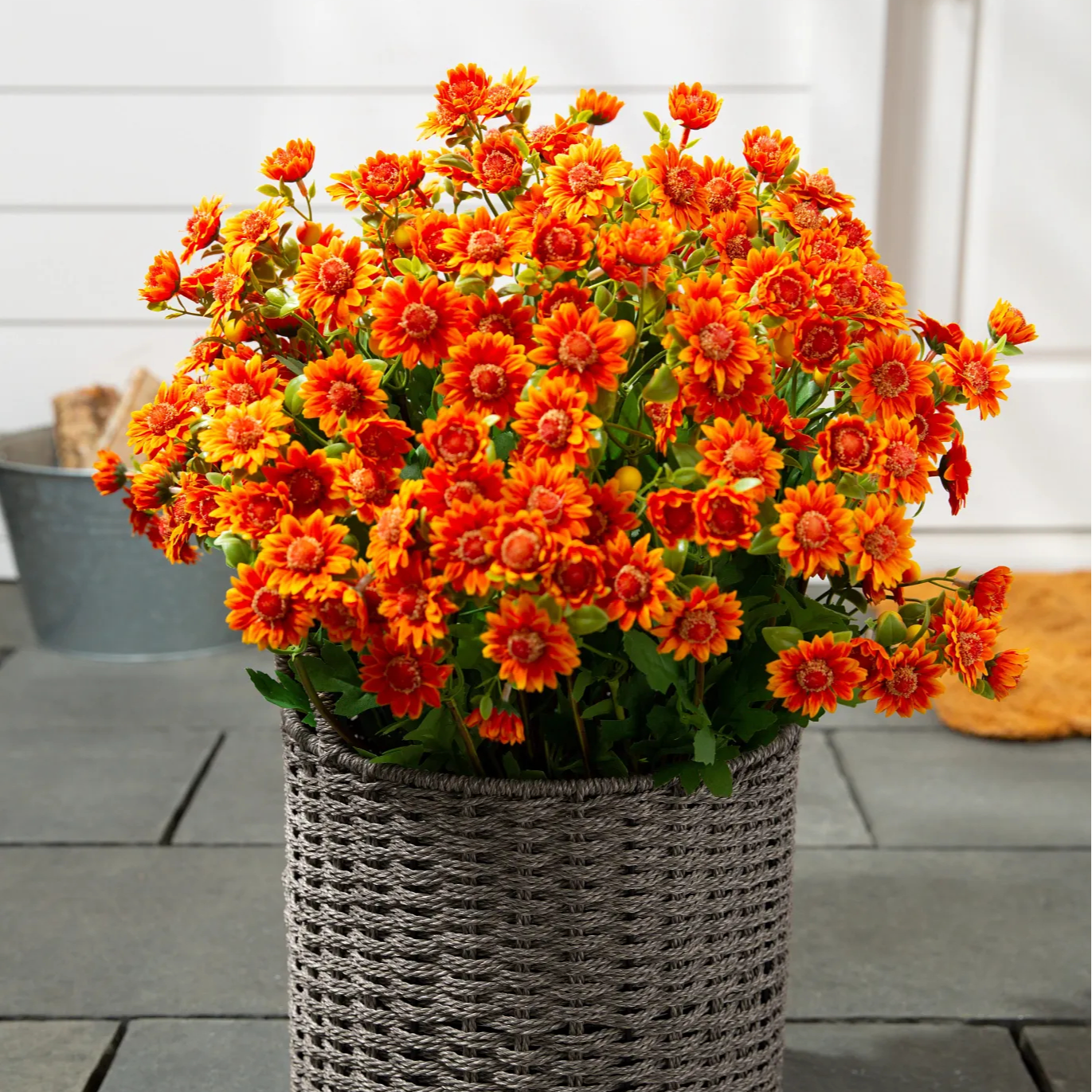 💥Last Day Each Only $2.99🌼- Artificial Outdoor Sunset Mums Flowers - UV resistant, Waterproof, Windproof