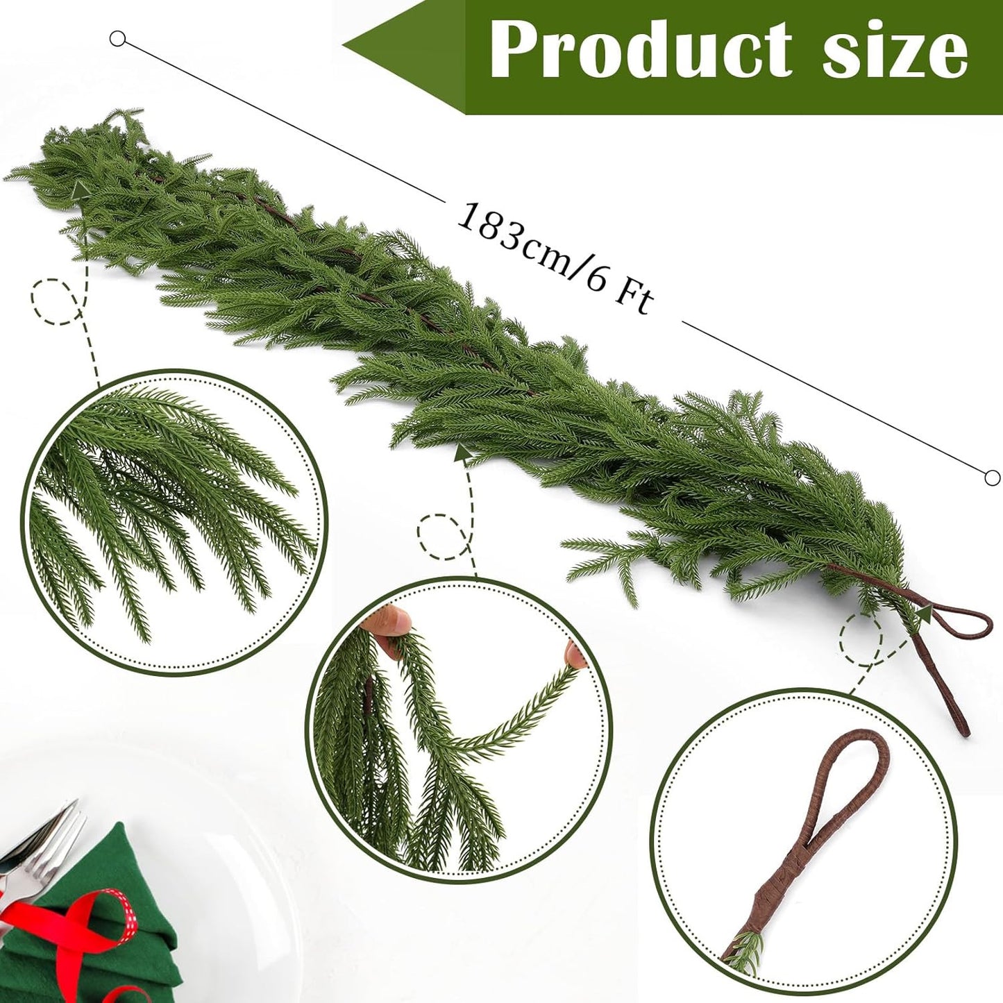 🎄Christmas Greenery - Real Touch Norfolk Pine Garland